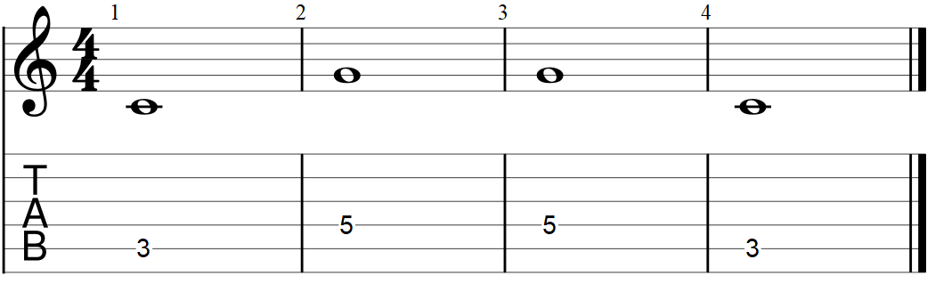 Intervallo di 5a giusta ascendente e discendente